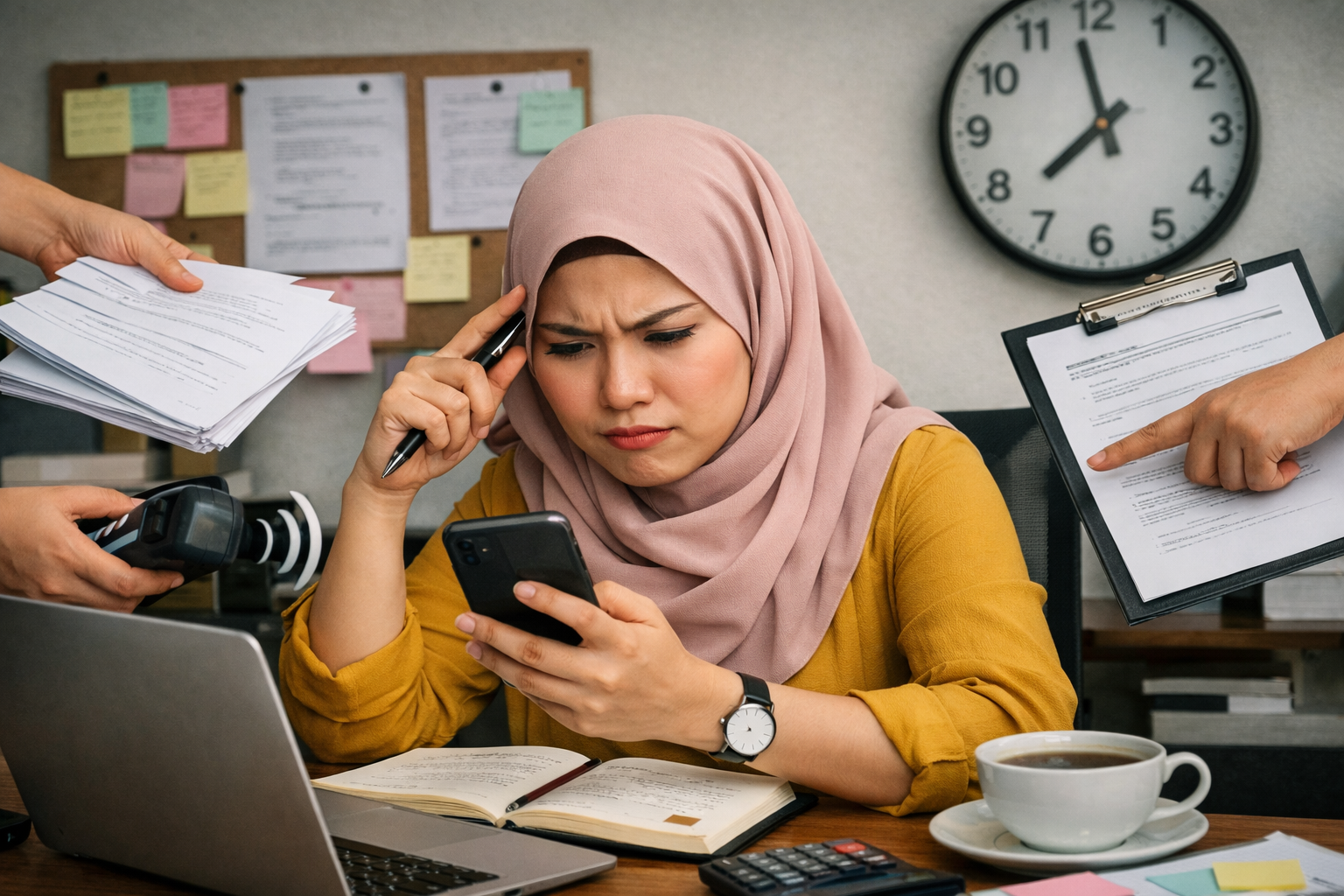 Overwhelmed business owner juggling tasks